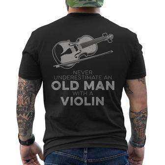 Never Underestimate An Old Man With A Violin Vintage Novelty Men's T-shirt Back Print - Seseable