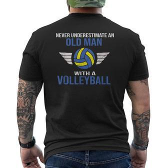 Never Underestimate An Old Man With Volleyball Men's T-shirt Back Print - Monsterry UK