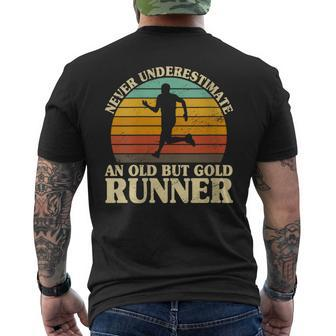 Never Underestimate An Old Runner Runner Marathon Running Men's T-shirt Back Print - Monsterry UK