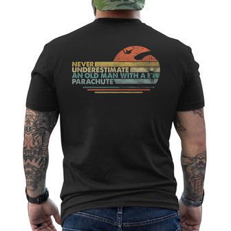 Never Underestimate Old Skydiver Men's T-shirt Back Print - Monsterry