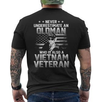 Never Underestimate An Oldman Vietnam Veteran Men's T-shirt Back Print - Seseable