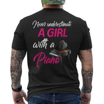 Never Underestimate Piano Player Pianist Keyboardist Men's T-shirt Back Print - Monsterry AU