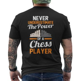 Never Underestimate The Power Of A Chess Player Men's T-shirt Back Print - Monsterry CA