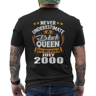 Never Underestimate A Queen Born In July 2000 Men's T-shirt Back Print | Mazezy