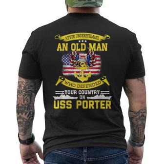 Never Underestimate Uss Porter Ddg-78 Destroyer Men's T-shirt Back Print - Thegiftio UK