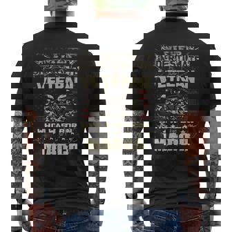 Never Underestimate A Veteran Who Was Born In March Men's T-shirt Back Print | Mazezy