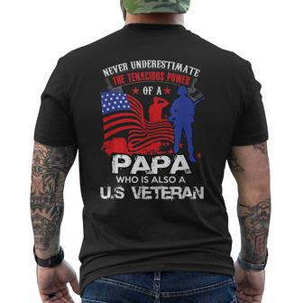Never Underestimate A Veteran Grandpa Papa Men's T-shirt Back Print - Seseable