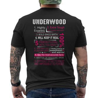 Underwood Name Gift Underwood V3 Mens Back Print T-shirt - Seseable