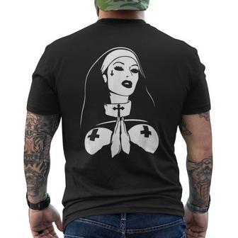 Unholy Nun Sinner Gothic Witchcraft Occult Magic Ouija Mens Back Print T-shirt - Seseable