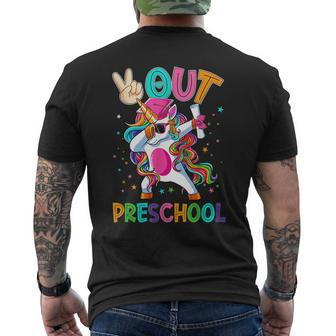Unicorn Peace Out Preschool Graduate Graduation Last Day Mens Back Print T-shirt | Mazezy