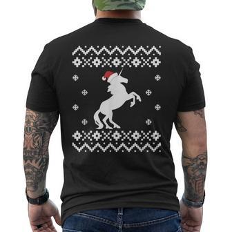 Unicorn Ugly Christmas Sweater Unicorn Santa Men's T-shirt Back Print - Monsterry