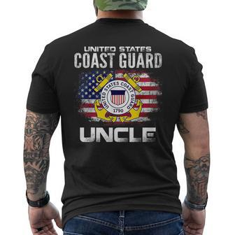 United States Coast Guard Uncle With American Flag Gift Funny Gifts For Uncle Mens Back Print T-shirt | Mazezy