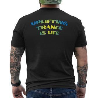 Uplifting Trance Is Life Blue Yellow Remix Men's T-shirt Back Print | Mazezy