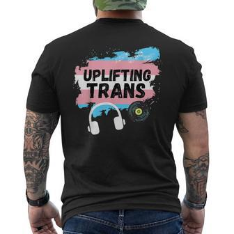 Uplifting Trance With Trans Flag Men's T-shirt Back Print | Mazezy