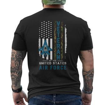 Us Air Force Veteran Camo American Flag Usaf Men's Back Print T-shirt | Mazezy