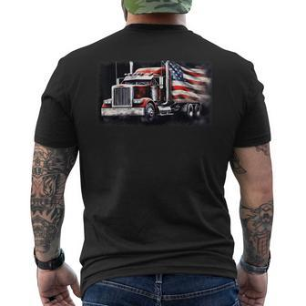 Us American Flag Semi Truck Driver Trucker Driver Funny Gifts Mens Back Print T-shirt | Mazezy
