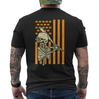 Us Flag Baseball Skeleton Vintage Halloween Sports Patriotic Patriotic Funny Gifts Mens Back Print T-shirt | Mazezy
