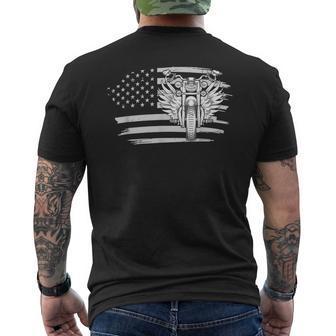 Us Flag Motorcycle Riding Bike American Pride Gift Biker Mens Back Print T-shirt | Mazezy