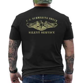 Us Navy Submarine Veteran Silent Service Vintage Men's Back Print T-shirt | Mazezy
