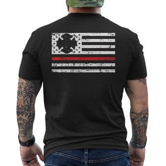 Us Pride Patriotic Firefighter Gift Firefighter Mens Back Print T-shirt | Mazezy