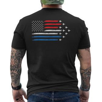 Usa American Flag 4Th Of July Celebration Fighter Jets Air Men's Crewneck Short Sleeve Back Print T-shirt - Monsterry