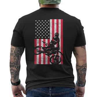 Usa American Flag Dirt Bike Red White Blue 4Th Of July Top Mens Back Print T-shirt | Mazezy CA