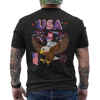 Usa Cute Cat Sunglasses Riding Eagle 4Th Of July Lover Usa Funny Gifts Mens Back Print T-shirt | Mazezy