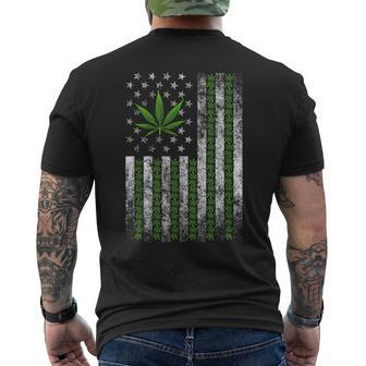 Usa Flag Marijuana Funny Weed Leaf Flag Cannabis Stoner 420 Usa Funny Gifts Mens Back Print T-shirt | Mazezy