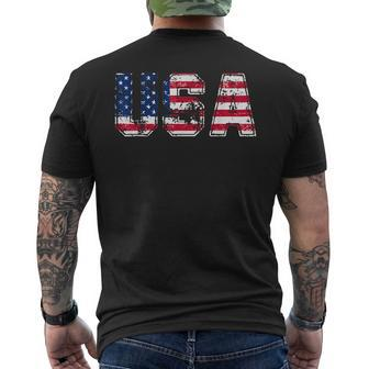 Usa Flag Patriotic 4Th Of July America Day Of Independence Men's Crewneck Short Sleeve Back Print T-shirt - Monsterry