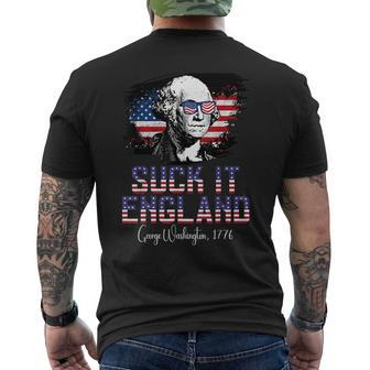 Usa George Washington Suck It England 1776 American 4Th July IT Funny Gifts Mens Back Print T-shirt | Mazezy