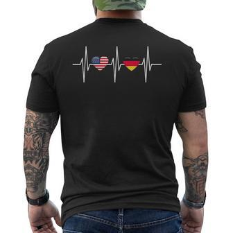 Usa Germany Heartbeat America German Flag Heart Mens Back Print T-shirt | Mazezy