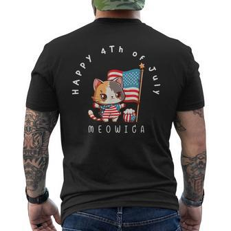 Usa Patriotic Cat Celebrating The 4Th Of July Meoica Men's Crewneck Short Sleeve Back Print T-shirt - Monsterry UK