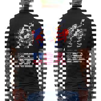 Usa Soccer Dabbing Soccer Ball American Flag Mens Back Print T-shirt - Thegiftio