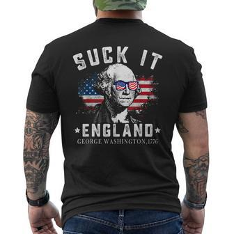 Usa Suckit England Funny 4Th Of July George Washington 1776 1776 Funny Gifts Mens Back Print T-shirt | Mazezy