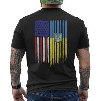 Usa Ukraine Ukrainian Flag Trident Roots Men's T-shirt Back Print | Mazezy