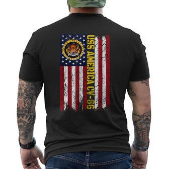Uss America Cv66 Aircraft Carrier Veteran Day American Flag Men's Back Print T-shirt | Mazezy