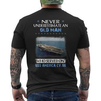 Uss America Cv66 Aircraft Carrier Veterans Day Father Day Men's Back Print T-shirt | Mazezy