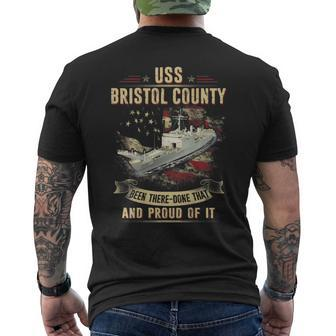 Uss Bristol County Lst1198 Men's Back Print T-shirt | Mazezy