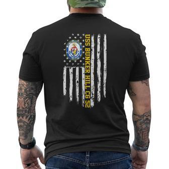 Uss Bunker Hill Cg52 American Flag Men's Back Print T-shirt | Mazezy