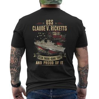 Uss Claude V Ricketts Ddg5 Men's Back Print T-shirt | Mazezy
