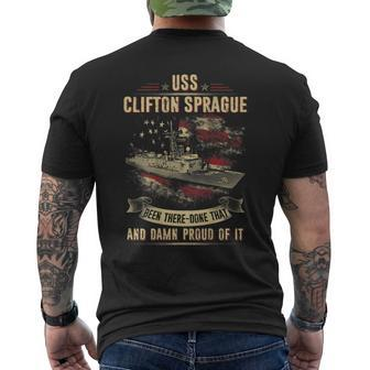 Uss Clifton Sprague Ffg16 Men's Back Print T-shirt | Mazezy