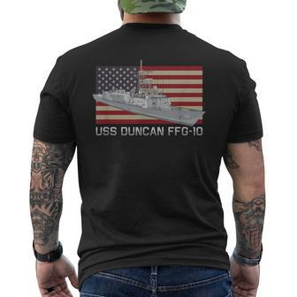 Uss Duncan Ffg-10 Ship Diagram American Flag Men's T-shirt Back Print | Mazezy