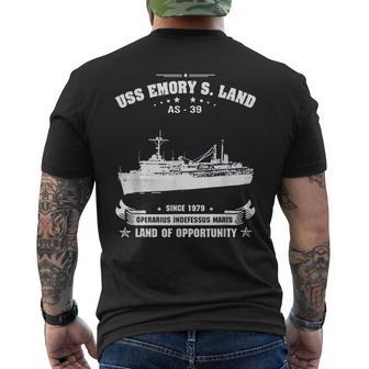 Uss Emory S Land As39 Men's Back Print T-shirt | Mazezy