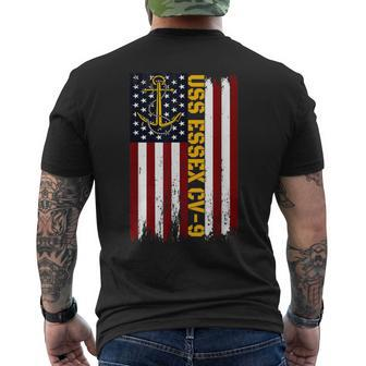 Uss Essex Cv-9 Aircraft Carrier American Flag Men's T-shirt Back Print | Mazezy