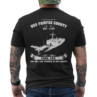 Uss Fairfax County Lst1193 Men's Back Print T-shirt | Mazezy