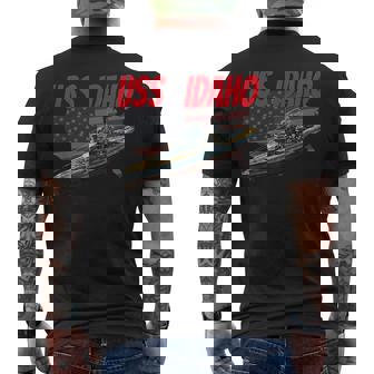 Uss Idaho Bb-42 Ww2 War Veteran Battleship Grandpa Dad Son Mens Back Print T-shirt - Thegiftio
