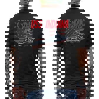 Uss Indiana Bb-58 Ww2 War Veteran Battleship Grandpa Dad Son Mens Back Print T-shirt - Thegiftio