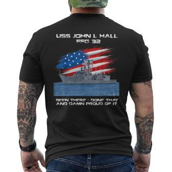 Uss John A Moore Ffg-19 Class Frigate American Flag Veteran Mens Back Print T-shirt - Thegiftio UK