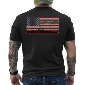 Uss John Willis De-1027 Ship Diagram American Flag Men's T-shirt Back Print | Mazezy DE