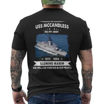 Uss Mccandless Ff 1084 Mens Back Print T-shirt - Monsterry
